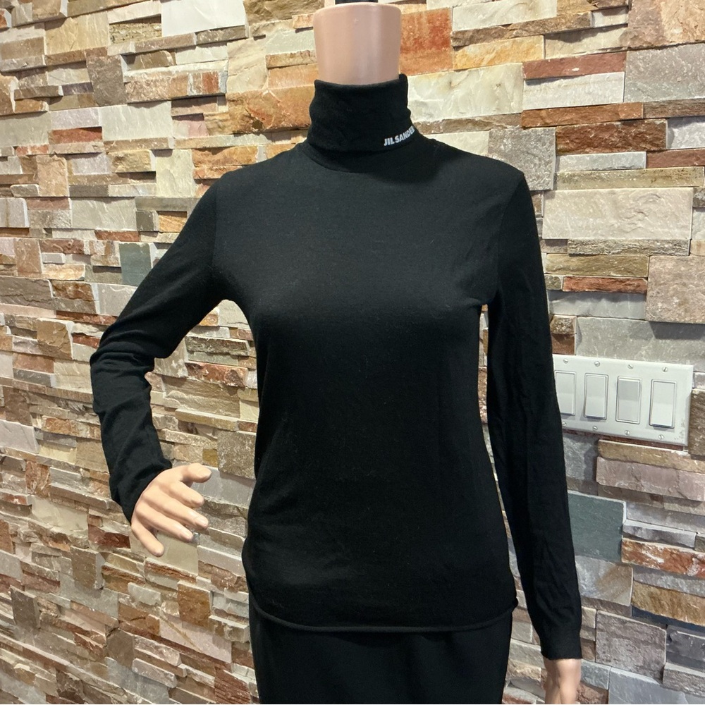 Jil Sander Black  Lightweight Wool Blend Turtleneck